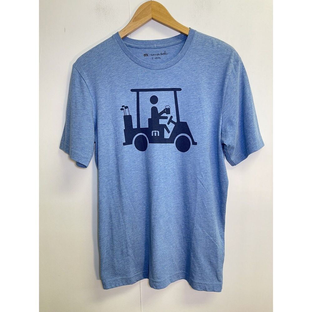 Travis Mathew Mens Shirt Blue S Mapes Short Sleeve‎ T-Shirt Golf Cart Logo